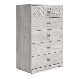 19.33 in. White 5-Drawer Tall Dresser Chest Without Mirror