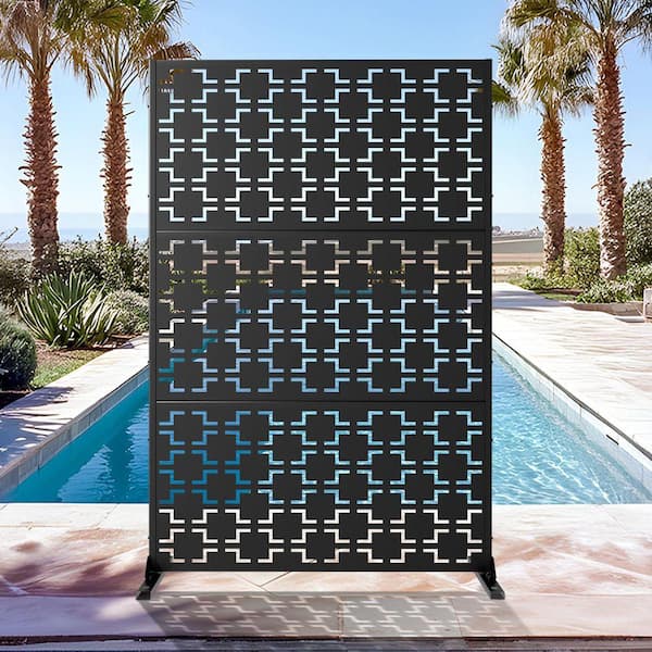 6 ft. x4 ft. Black Outdoor Metal Galvanized Privacy Screen Fence Garden Panels