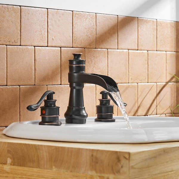 MORATA WIDESPREAD WATERFALL BATHROOM factory FAUCET - OVERFLOW - OIL RUBBED BRONZE