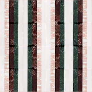 Elizabeth Sutton Bow Passion 12 in. x 12 in. Polished Marble Floor and Wall Mosaic Tile (1 sq. ft. / Sheet)