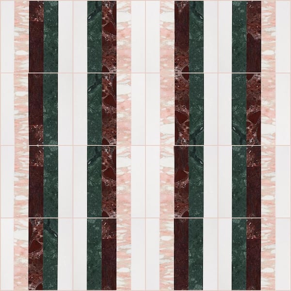 Elizabeth Sutton Bow Passion 12 in. x 12 in. Polished Marble Floor and Wall Mosaic Tile (1 sq. ft. / Sheet)