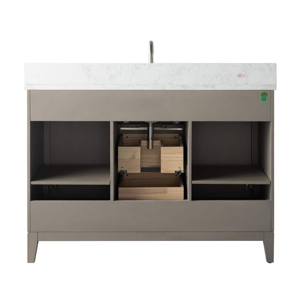 Driftwood Gray 48" Single Sink Bathroom Vanity with Engineered Marble Top