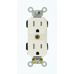 15 Amp Lev-Lok Modular Wiring Device Commercial Grade Tamper Resistant Self-Grounding Duplex Outlet, White
