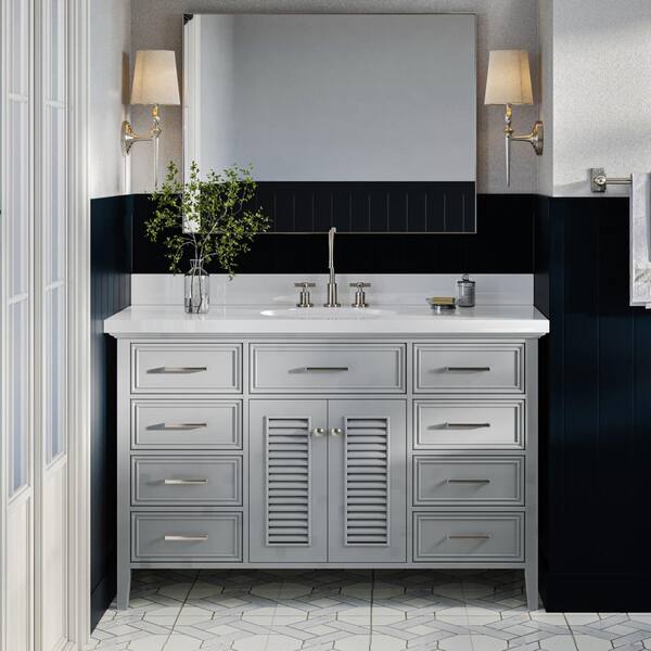 ARIEL Kensington 54 in. W x 21.5 in. D x 34.5 in. H Freestanding Bath Vanity Cabinet Only in Grey