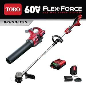 Flex-Force 60V Cordless 2-Tool Combo Kit 110 MPH 565 CFM Blower, 14 in./16 in. String Trimmer w/Charger, 2.0 Ah Battery