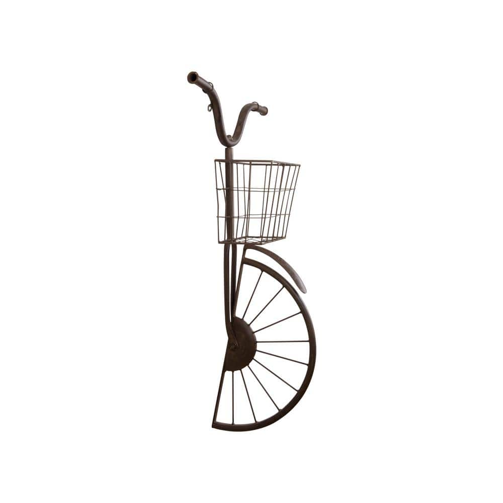 Distressed Rust Iron Bike Wall Decor with Basket, 30"