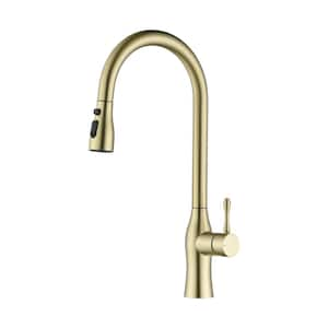 Single Handle Pull-Down Sprayer Kitchen Faucet with Spot Resistant in Brushed Gold