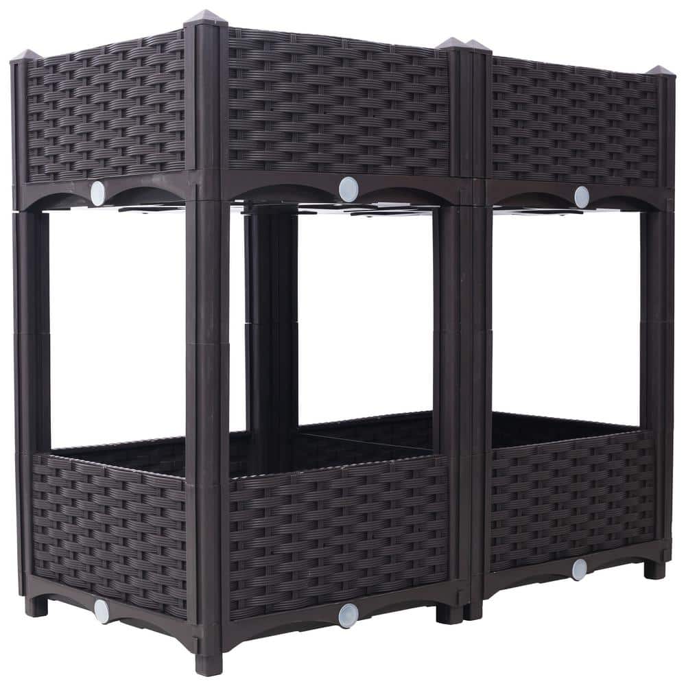 31.5 in. x 15.7 in. x 27.7 in. Polypropylene Elevated Planter Garden Box wi
