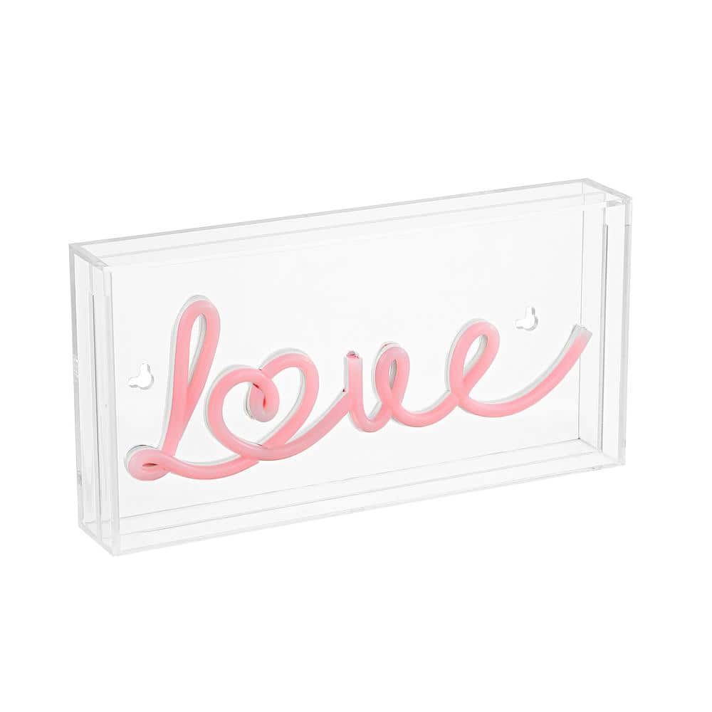Love Red Acrylic Box USB LED Neon Light, 11.88" x 5.88"