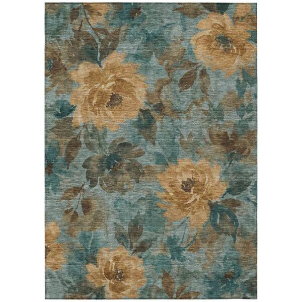 Chantille Machine Washable Indoor/Outdoor Abstract ACN3022 Aqua 5 ft. x 7 ft. 6 in. Area Rug