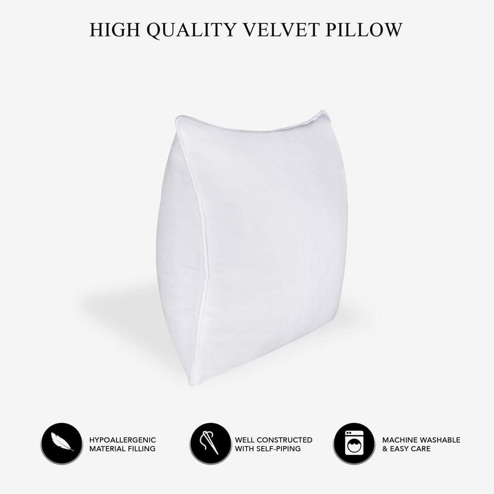 White Hypoallergenic Down Alternative 12" x 20" Velvet Throw Pillow