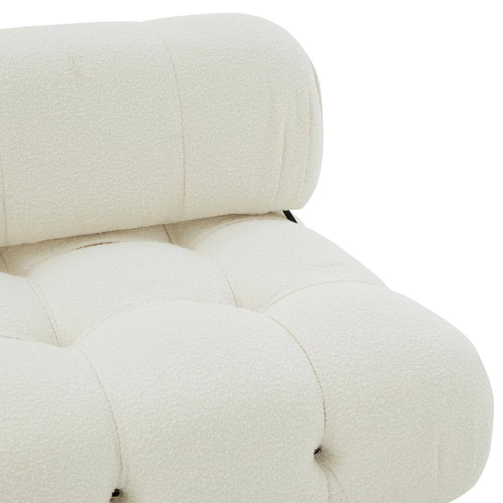 Ellamaria Ivory Boucle Wood Slipper Accent Chair