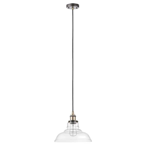 Home Decorators Collection Rockwood 1-Light Dark Bronze Pendant with Clear Glass Shade