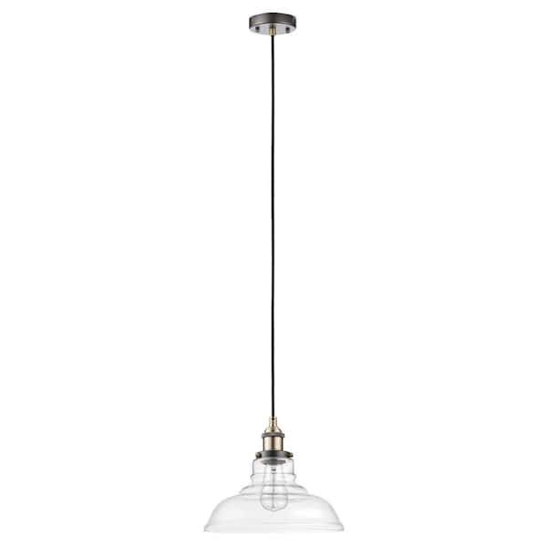Home Decorators Collection Rockwood 1 Light Dark Bronze Pendant With Clear Glass Shade 60424 The Home Depot