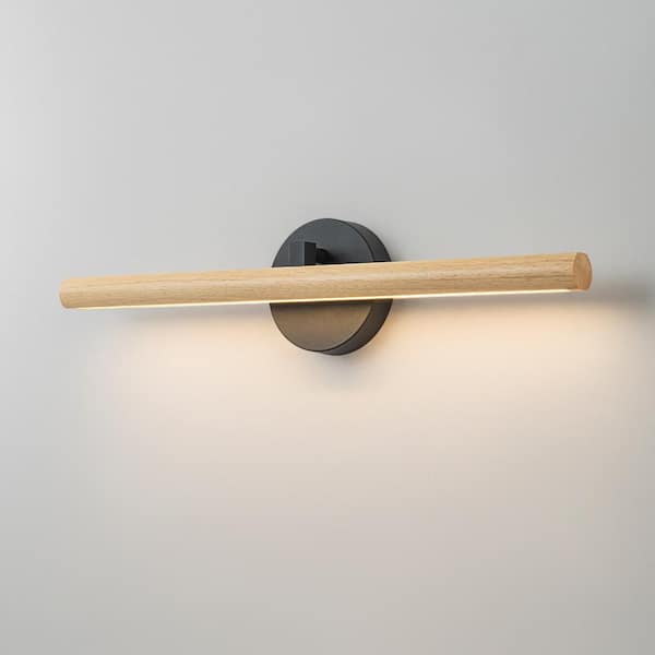 HUOKU Nimbus 1-Light 24.8 in.W Wood LED Vanity Light Bar Black