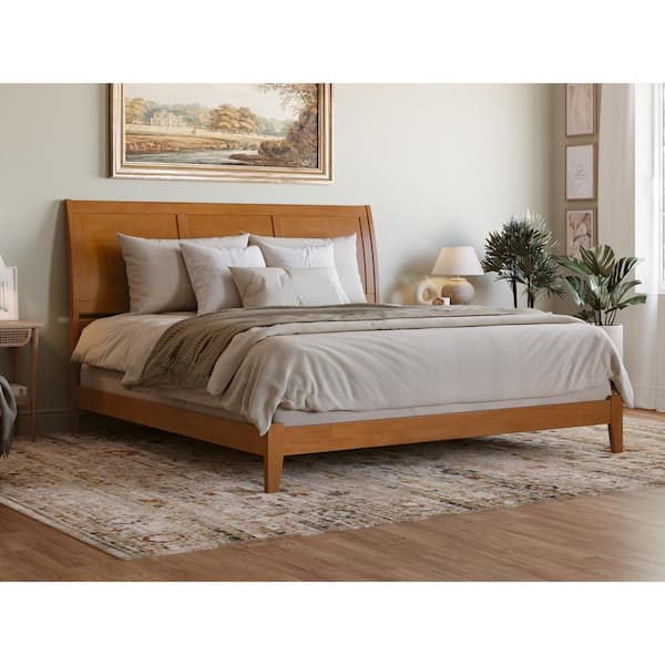 AFI Portland Light Toffee Natural Bronze Solid Wood Frame King Low Profile Platform Bed