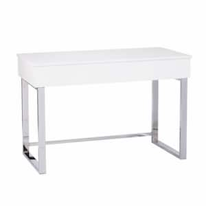 Nyhus 47 in. x 24 in. White Rectangular Wood Computer Desk with Wire ...