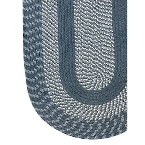 Newport Braid Collection Slate Blue 48" Octagonal 100% Polypropylene Reversible Area Rug