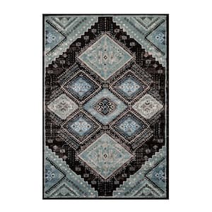 Poway Black/Grey 5 ft. x 8 ft. Geometric Medallion Indoor Area Rug