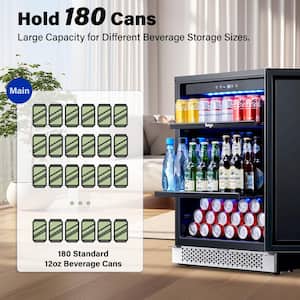 24 in. 12 oz. of 140 Cans Beverage Cooler Beer Refrigerator built-in or Freestanding Fridge with Safety Loc