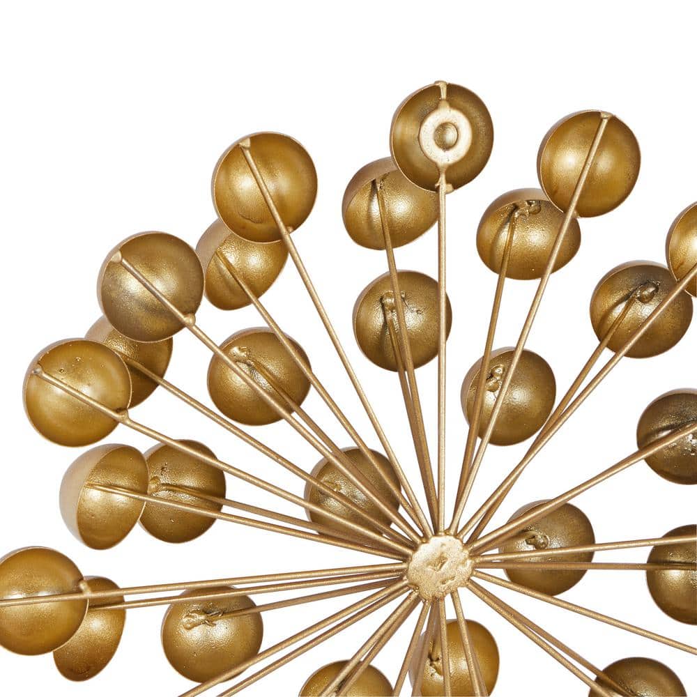 Gold Metal Starburst Wall Sculpture with Orb Detailing