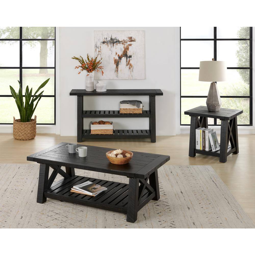 Bolton 55" Black Stain Wood and Metal Console Table with Storage