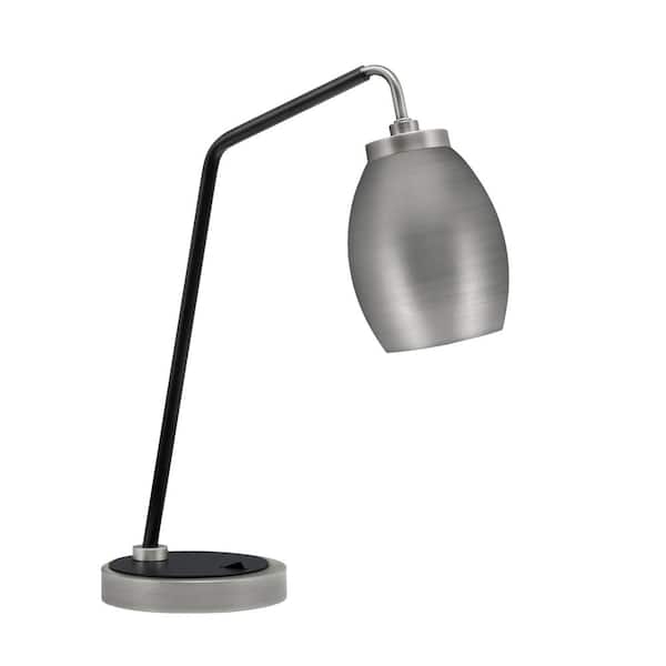 Unbranded Delgado 16.5 in. Graphite and Matte Black Piano Desk Lamp with Graphite Metal Shade