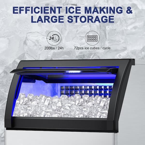 Commercial Ice Maker 160 LBS/24H, 15 Wide Under Counter Ice Maker with  35LBS Ice Storage Capacity, Commercial Ice Machine 63Pcs Clear Ice Cubes