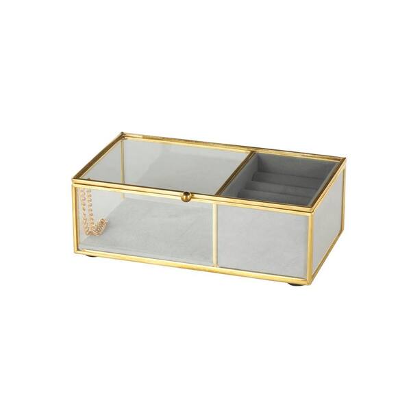 ラッキールーディー　BOX　FRAME Litton Lane Clear Glass Jewelry Box with Gold Metal Frame