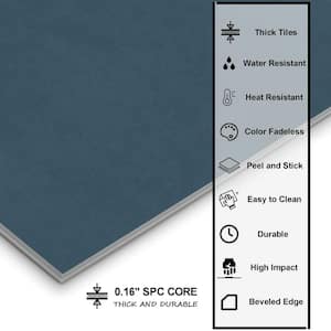 Blue 9 in. x 9 in. Vinyl Peel and Stick Backsplash Waterproof Vinyl Tile Flooring (1-Pack, 0.57 sq. ft. )