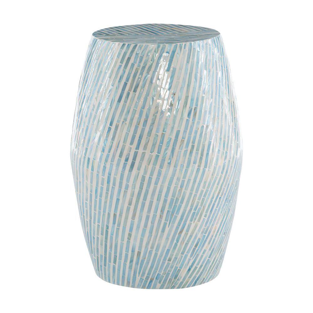 Jaynie 13.75 in. Ivory and Blue Drum Capiz Shell Accent End Table - thumbnail 10
