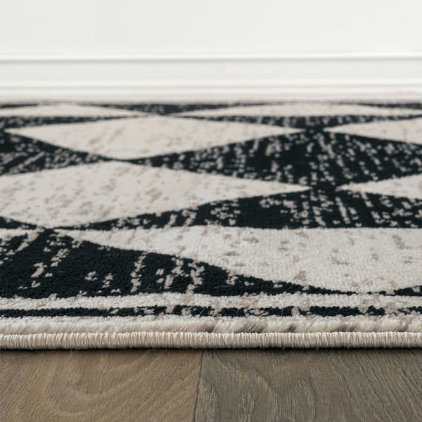 Geometric Bohemian Area Rug Black 2 ft. 3 in. x 8 ft. Runner Rug