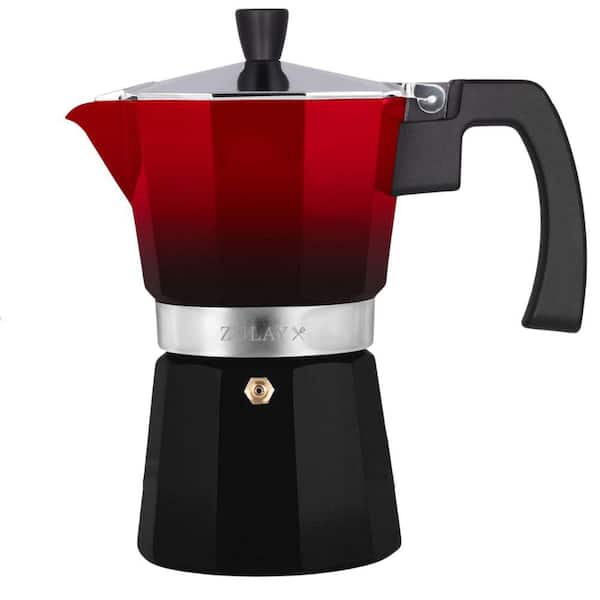 Zulay Kitchen 5 Cup Classic Italian Style Espresso Coffee Maker Moka Pot - Red/Black