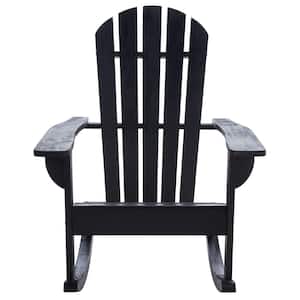 Brizio Black Eucalyptus Wood Outdoor Rocking Chair without Cushion