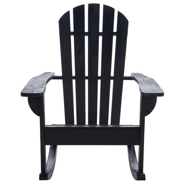 SAFAVIEH Brizio Black Eucalyptus Wood Outdoor Rocking Chair without Cushion