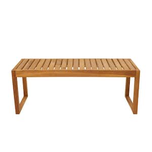 Matte Brown Teak Wood Contemporary Accent Table