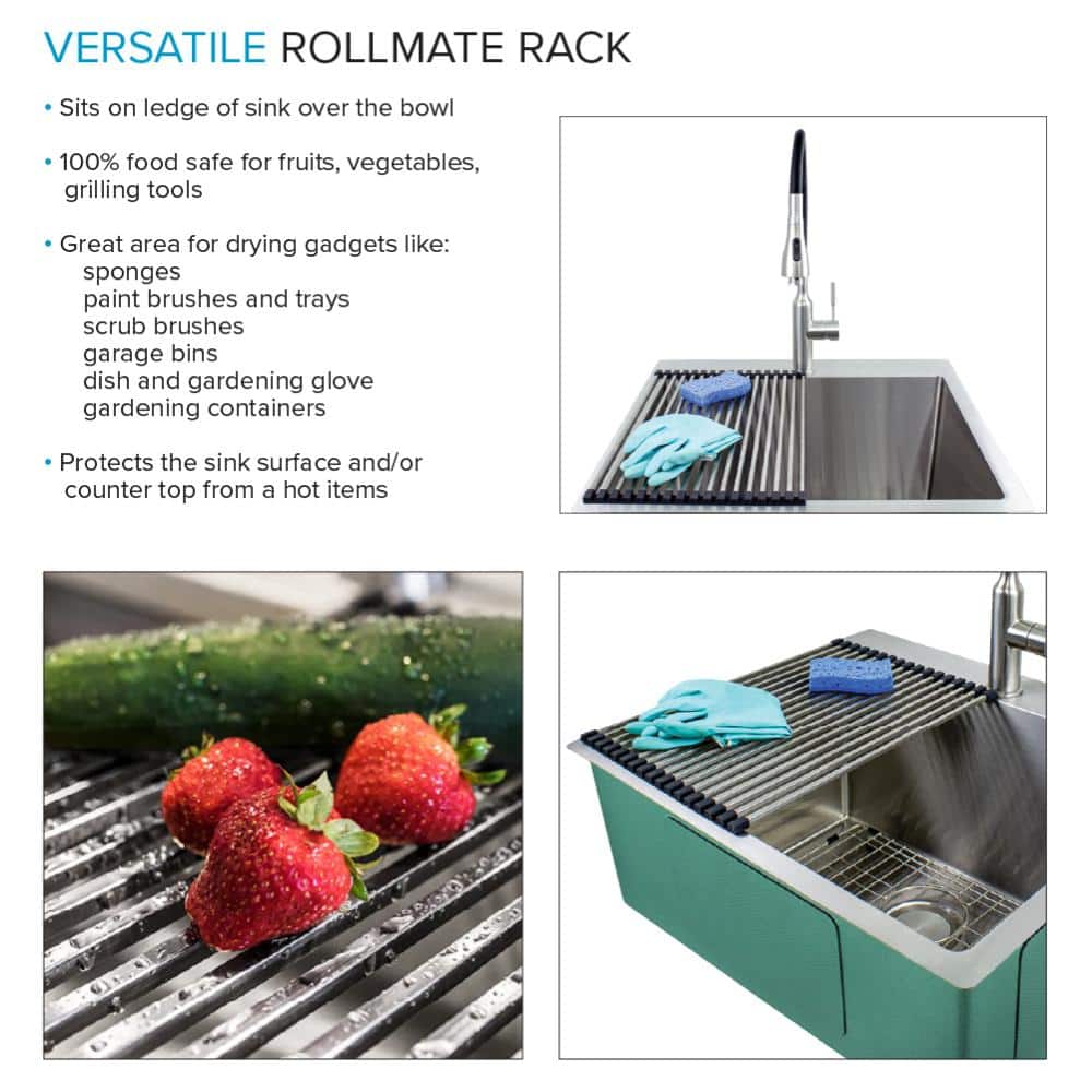 25'' Silver Stainless Steel Drop-In Undermount Laundry Sink
