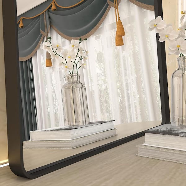 48 in. W x 36 in. H Rectangular Framed French Cleat Wall Mounted Tempered Glass Bathroom Vanity Mirror in Matte Black
