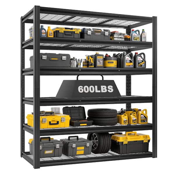 6-Tiers Heavy Duty Metal Adjustable Garage Storage Shelving Unit in Black (60 in. W x 83.8 in. H x 23.6 in. D)