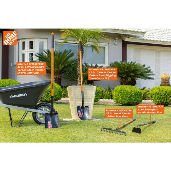 Husky Rakes Husky 57 in. Wood Handle 16-Tine Bow Rake 77105-942 - The Home Depot