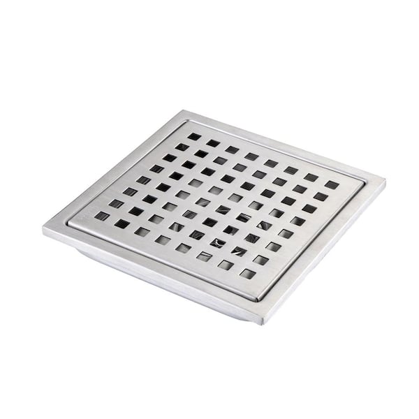 Tahanbath 6 in W x 6 in D Stainless Steel Decorative Drain Cover with Brushed Nickel
