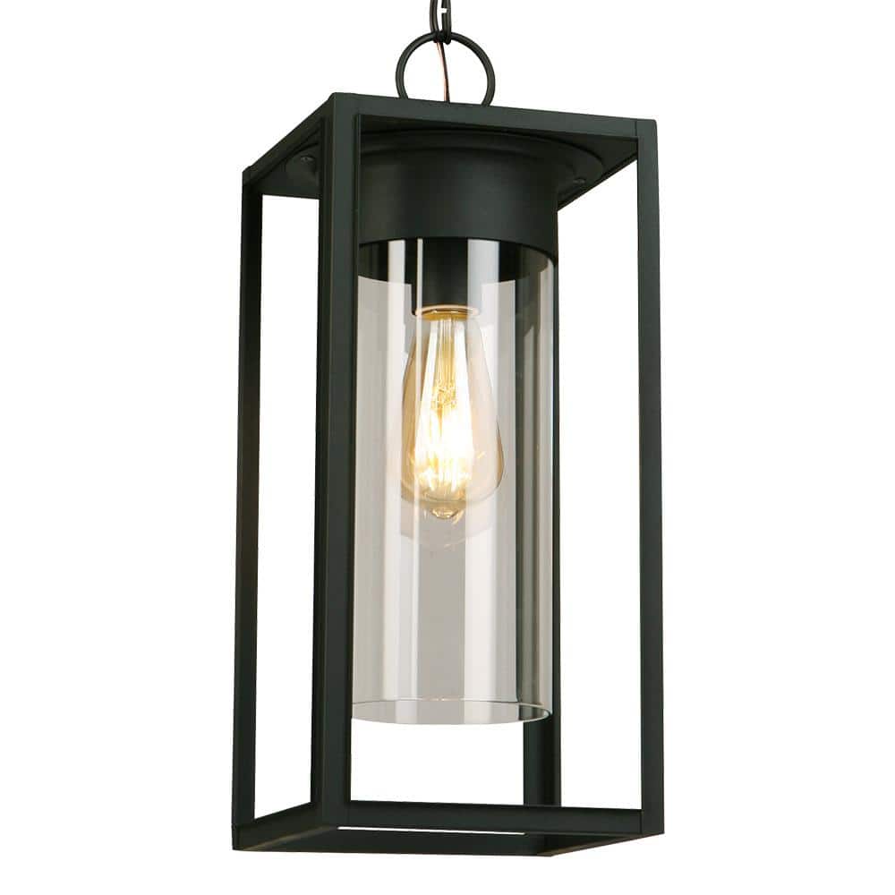 Walker Hill Matte Black Glass Outdoor Pendant Light
