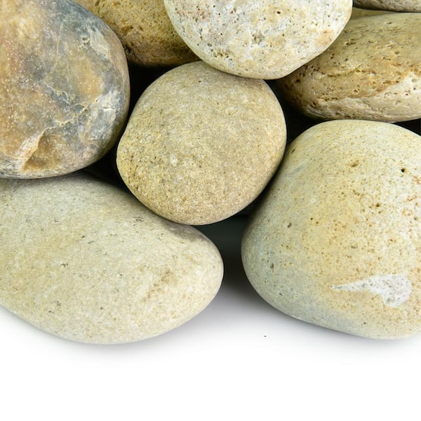 Southwest Boulder & Stone .25 cu. ft. 1/2 in. to 1 in. Buff Mexican Beach Pebbles Smooth Round Rock for Gardens, Landscapes and Ponds