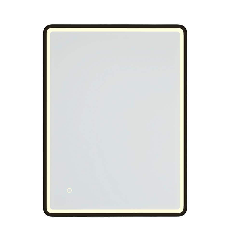 24 in. W x 32 in. H Rectangular Framed Wall Bathroom Vanity Mirror in Black