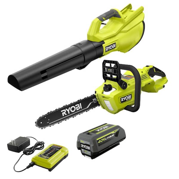 RYOBI 40V 120 MPH 550 CFM Cordless Battery Blower and 14 in