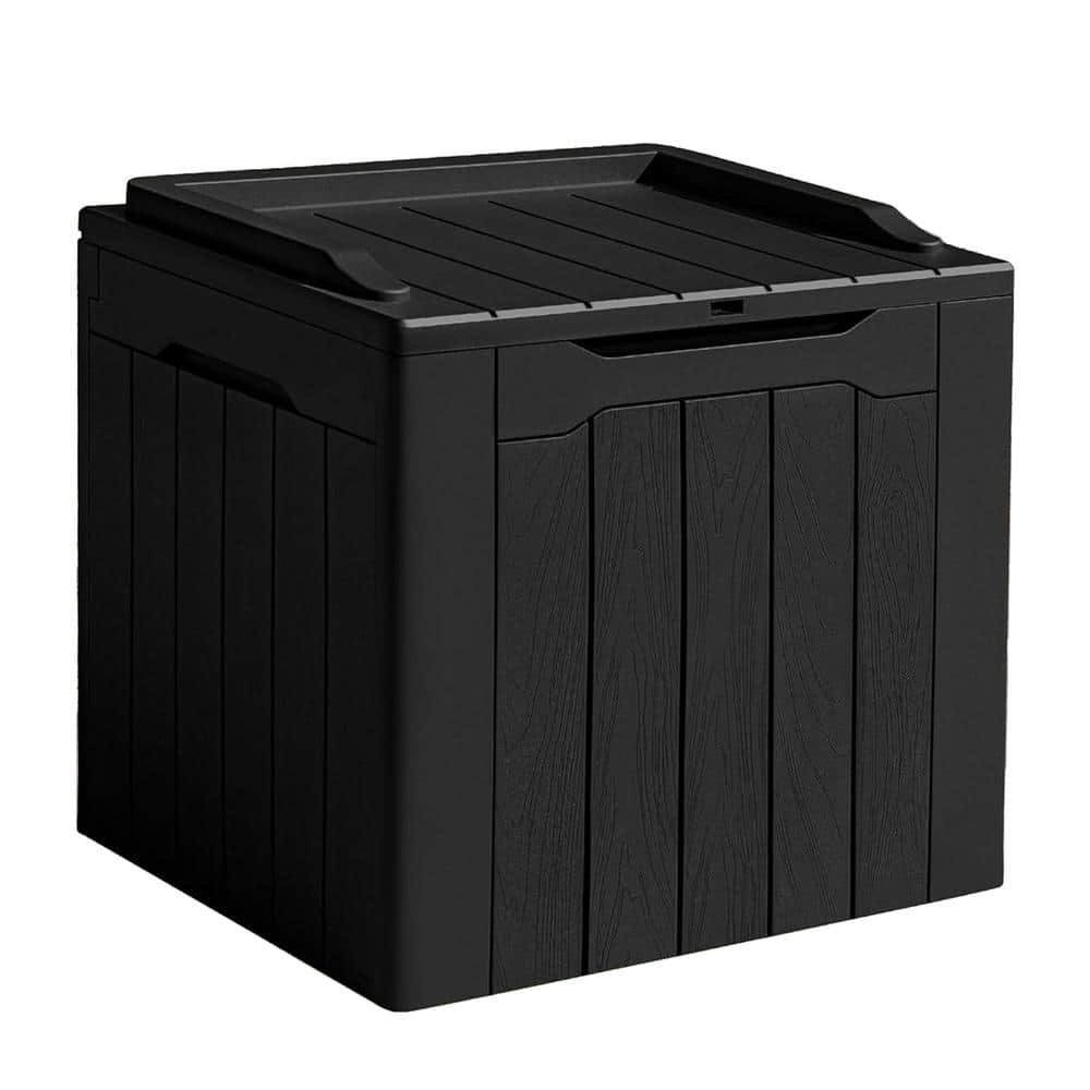 31 Gal. Black Waterproof Resin Deck Box with Lockable Lid