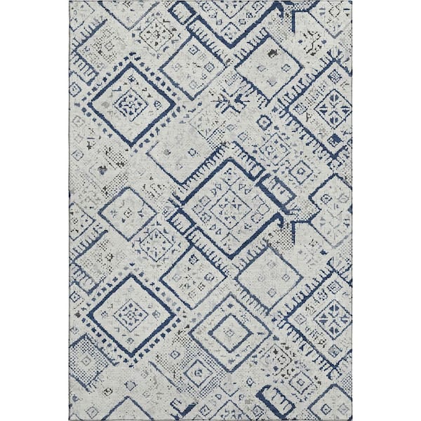 Mayfield Premium Machine Washable Abstract AMF2470 Ivory 9 ft. x 12 ft. Area Rug