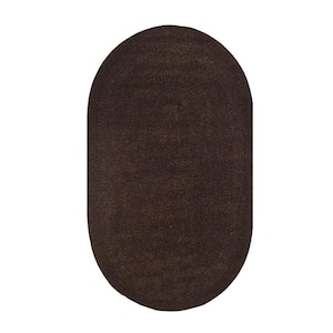 Chenille Braid Collection Chesnut 30" x 50" Oval 100% Polyester Reversible Solid Area Rug