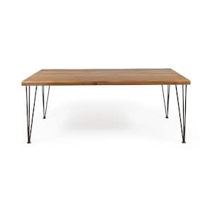 Zion 29 in. Rustic Metal Rectangle Wood Outdoor Dining Table