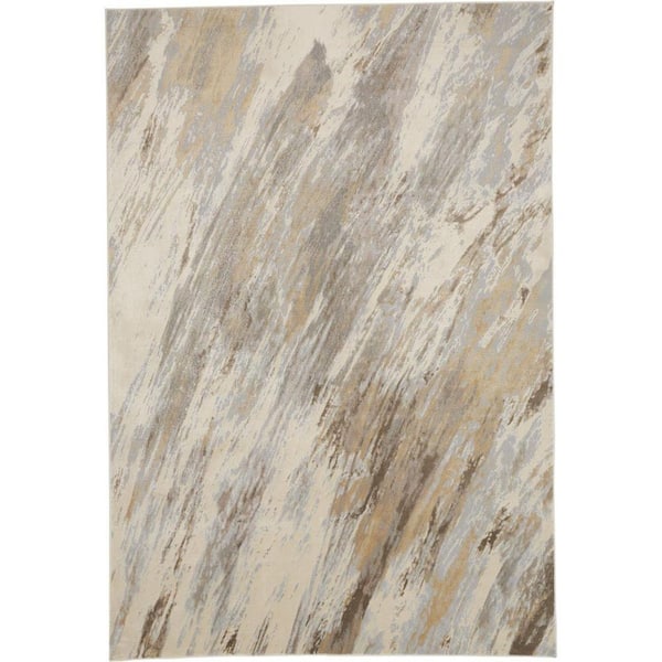 HomeRoots 2 ft. x 8 ft. Brown, Ivory Abstract Area Rug 2000514704 - The ...